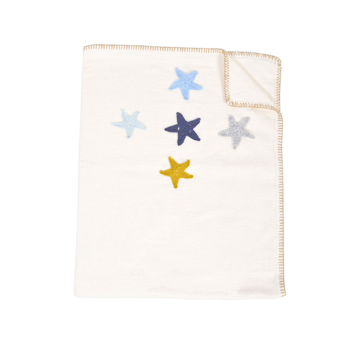Mister Baby - 100/90cm Knitted blanket “5 Stars“ ecru