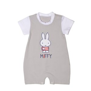 Mister Baby - Miffy Des.15 Φορμάκι Καλοκαιρινό Γκρι Με Κέντημα 0-3 Mηνών/56 cm