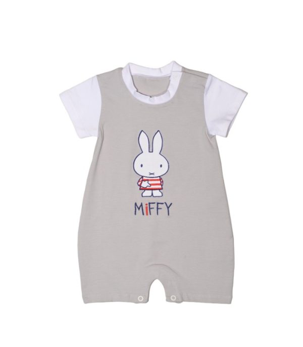 Mister Baby - Miffy Des.15 Φορμάκι Καλοκαιρινό Γκρι Με Κέντημα 0-3 Mηνών/56 cm