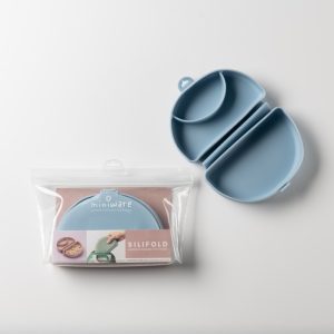 Mister Baby - Miniware Des.11 Αναδιπλούμενο Πιάτο Σιλικόνης με βάση βεντούζα Σιέλ