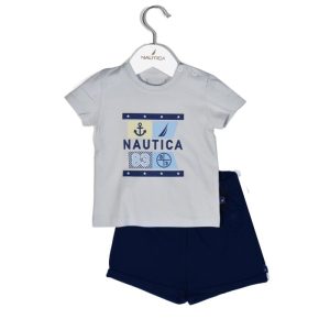 Mister Baby - Nautica Des.15 Σετ T-Shirt & Shorts Jersey Grey/Navy 86cm 12-18 μηνών