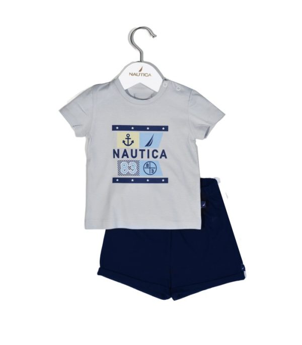 Mister Baby - Nautica Des.15 Σετ T-Shirt & Shorts Jersey Grey/Navy 86cm 12-18 μηνών