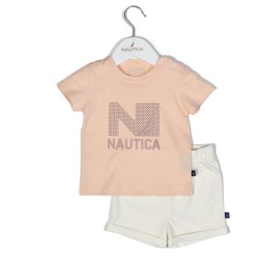 Mister Baby - Nautica Des.16 Σετ T-Shirt & Shorts Jersey Salmon/Ecru 92cm 2 ετών