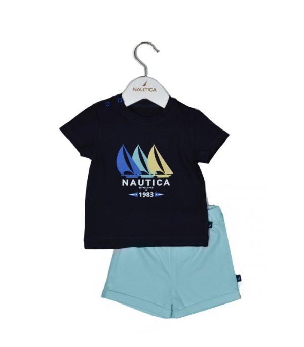 Mister Baby - Nautica Des.18 Σετ T-Shirt & Shorts Jersey Navy/Mint 86cm 12-18 μηνών